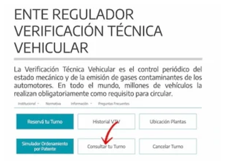 Paso 1 para consultar o cambiar el turno de la VTV en Ituzaingó